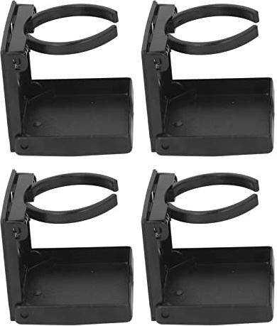 Asixxsix 4PCS Adjustable Folding Cup Drink Holders, Wall Mount Boat Cup Holder for Marine Boat Caravan Car (Black)
