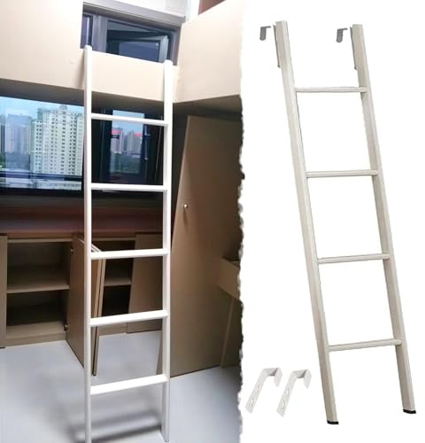 Échelles de Lit Échelle Réglable pour Lits Superposés Jumeaux, Échelle Métallique pour Lits Superposés de Camping-car avec Crochet, Escalier de Grenier Gain de Place pour Dortoir Scolaire(125cm/49)