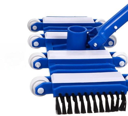 Housoutil Cabezal de Aspirador de Piscina Flexible de 14 Pulgadas Ruedas y Cepillo Accesorio Manual para Limpieza de Piscinas y Estanques Cabezal Profesional para Recoger Hojas y Residuos
