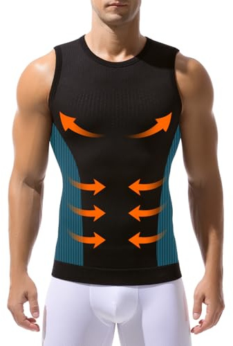 Arjen Kroos Mens Compression Vest Slimming Body Shaper Muscle Tank Top | Tight Shapewear Undershirts,Tummy Control Workout Shirts,Stretchy,Breathable,Moisture-Wicking,Daily/Gym/Business Wear