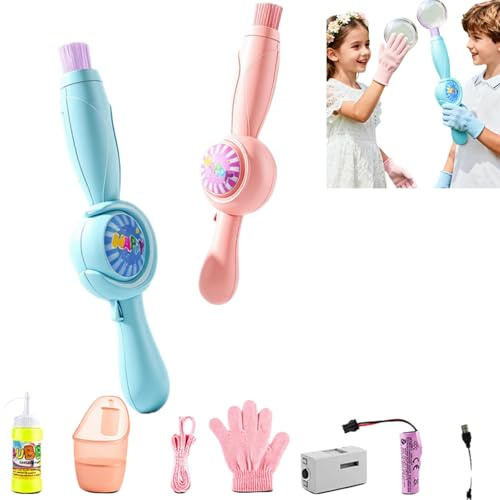 Máquina De Burbujas De Humo - Varitas De Burbujas De Humo Elástica para Niños, Máquina De Bur-bujas De Humos Recargable con Luces De Colores Y Música para Niños, Exteriores, Fiestas Y Playa (B)