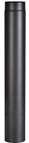 Firefix R150/1R Ugnsrör av 2 mm tjockt stål (rökrör) i 150 mm diameter, för kaminer och eldplatser, senotterm, svart, 1000 mm lång med rengöringsdörr