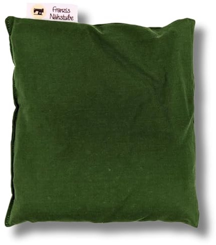 Franzis Nähstube 20x20cm Cojín verde grano de uva en 100% algodón I Almohada de pepitas de uva 20x20 para microondas I Almohadilla térmica, Almohada de semillas de uva, Almohada cervical