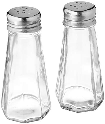 Circleware Taste Up Glass Salt and Pepper Shakers with Metal Lids, Set of 2, 3 ounce, Clear, Limited Edition Glassware