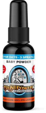 BluntPower (Baby Powder, 1 Pack) Concentrated Air Freshener Spray - Oil-Based Room Diffuser Spray - Long-Lasting Bathroom Scent, Car Freshener & Odor Eliminator