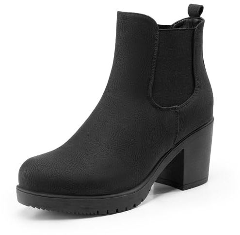 DREAM PAIRS Women's Chelsea Ankle Boots Fall Booties Shoes,Black/Pu,9.5