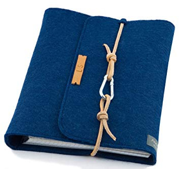 Ringbuch Filz blau A5 Notizbuch Ringordner PERSONALISIERT Name Kalender Leder Geschenk Abschluss Schule Abitur Ausbildung Studium Karabiner lässig 2,2cm, 2 Ringe