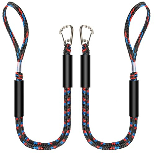 Botepon Marine Bungee Dock Lines, Boat Dock Rope, Jet Ski Accessories with Stainless Clip for for Jet Ski, SeaDoo, Yamaha WaveRunner, Kayak, Pontoon Boat, Dinghy (4 Feet)