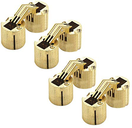 SUPERTOOL Edelstahl-Scharniere, 12 mm, Messing, 180 Grad, Fassform, verdeckte Scharniere für Holzkisten, Tür, Schrank, Arbeitsplatte (4 Stück)