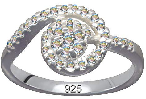 Art Nouveau Jugendstil Ring Echt Sterling Silber 925 Zirkonia Kristalle Liebe Glaube Hoffnung Emotion Symbol Motiv Stil Objekt extravagant neu gut schön modisch weiss klar transparent