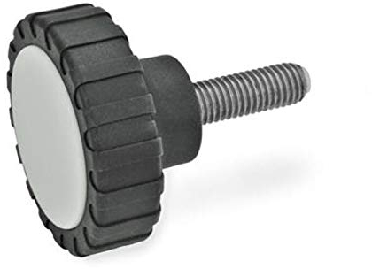 Rändelgriff mit Edelstahl Gewindestift, Druckzapfen Kunststoff, Ø 42mm, M8x20