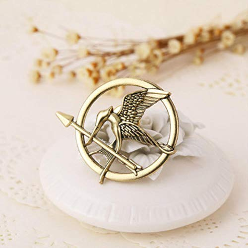 1Pcs Modeschmuck Film Die Tribute von Panem Tiere Vögel Broschen Abzeichen für Frauen Mann Kleidung Rucksack Symbol Brosche Stifte, Antik vergoldet