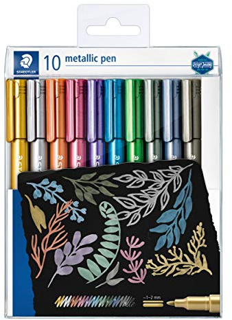 STAEDTLER 8323 Metallic Stifte – 10er Set, 1–2 mm, deckend | Deckende Metallic-Filzstifte zum Schreiben & Dekorieren – für Erwachsene – Art.-Nr. 8323 TB10