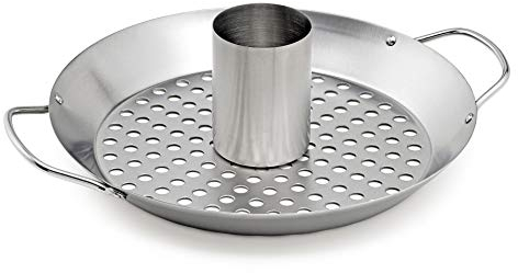 The BBQ Shop Edelstahl 2 in 1 Hähnchenbräter mit Grillkorb, Ø 30,5 cm