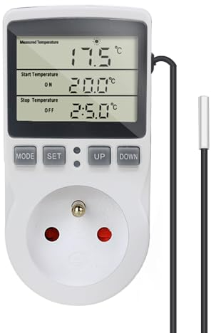 KT3100 Digitaler Thermostat, Temperaturregler, Steckdose 230 V, 16 A, mit Sensor, 3 m, Heizung, Kühlschrank, Thermostat, Regler für Gewächshaus, Reptilien, Terrarium, Haus