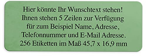 Adress-Aufkleber | PERSONALISIERT | 256 Stück | kleine Etiketten mit Wunsch-Text - Marmor Struktur Farbe Grün | für Namen und Adressen