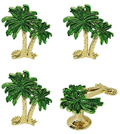 WhaGaay Palm Tree Cabinet Knobs 4 Pcs Cabinet Knobs Zinc Alloy Knobs Beach Ocean Theme Handles with 2 Sized Screws for Kitchen Cupboard Doors Closet Hardware, Green