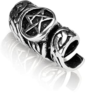 NKlaus Bartschmuck SilberBartschmuck Bartperle Pentagramm 925 Sterling Silber 4341