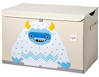 3 Sprouts Large Toy Chest with Lid and Handles - Sturdy Toy Box Storage Organiser for Boys & Girls, Spacious Collapsible Fabric Toy Chest Storage Box, Yeti