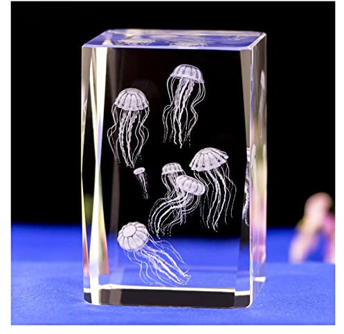 WKXCTS Kristall Transparent Kristallglas Marine Tier Qualle 3D Geschnitzte Handwerk Ornamente Figuren Wohnkultur Geburtstag Hochzeit Geschenk Ornament