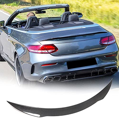 TGFOF Kofferraumspoiler aus echtem Kohlefaser passend für Mercedes Benz C-Klasse W205 A205 C43 C63 AMG Cabrio 2-Türer 2015-2020 Fabrikauslass CF Heckklappendeckel Highkick Heckflügellippe
