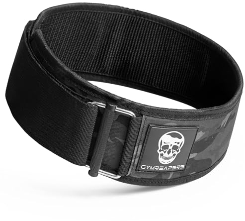 Gymreapers Gewichthebergürtel für Bodybuilding, Powerlifting, Cross-Training – 10,2 cm Neopren mit Metallschnalle – verstellbare olympische Rückenstütze (Black Camo, Large)