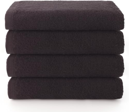 Top Towel - Plus - Bath Towels - 4 Face Towels or Bidet - 30x50cm - 100% Cotton - Black