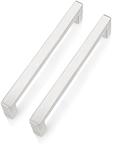 PinLin 30 Pack Kitchen Cabinet Door Handles Stainless Steel Bedroom Drawer Cupboard Pulls Hole Centre 160mm Width 12mm Brushed Steel Square T Bar Handle
