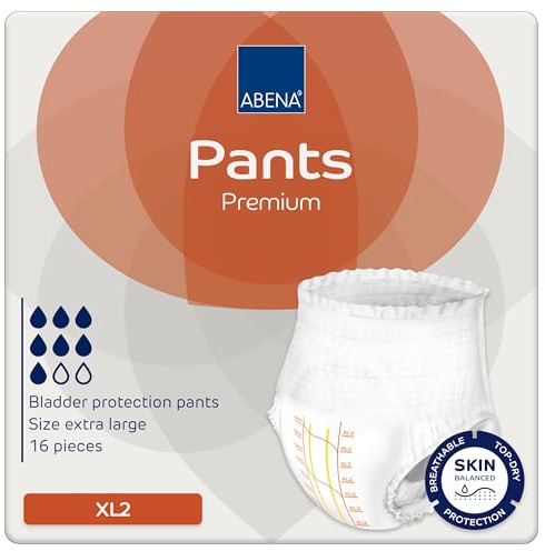 Abena Pants Premium Pull-Up Incontinence Pants, Eco-Labelled Incontinence Pants for Men & Women, Discreet, Protective, Breathable, Comfortable - XL 2, 130-170cm Waist, 1900ml Absorbency, 16PK