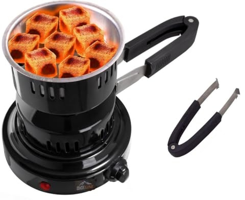 SMH LINE® Kohleanzünder Elektrischer Kohle Shisha Brenner 600W Anzünder Grill Heizplatte Kohlegrill Kohlebrenner Zubehör mit Tragegriff Kohle Grill Kohlekorb