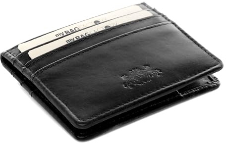 VS SID & VAIN kleine Kartenetui flach mit RFID Schutz echt Leder - kleine Geldbörse Kreditkartenhalter Earnest - mit münzfach kreditkartenetui - Ledergeldbeutel Herren Damen schwarz