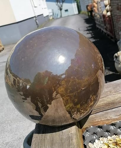 Generisch NEU !! Kugel ø ca. 20 cm aus frostfesten Steinzeug Keramik- Goldbraun glänzend glasiert Deko Garten