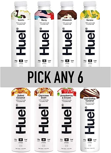 HUEL Ready-to Drink - 500ml - Pick any 6-8+ Flavours to choose from - Banana, Berry, Chocolate, Cinnamon Swirl, Iced Coffee Caramel, Salted Caramel, Strawberries & Cream, Vanilla