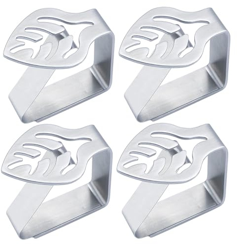 Lithyc 4 PièCes Pince Nappe – Pince Nappe Exterieur – Pince pour Table pour Cuisine, Pique Nique, Camping, FêTe, Restaurant et Occasions de Mariage (Feuilles)