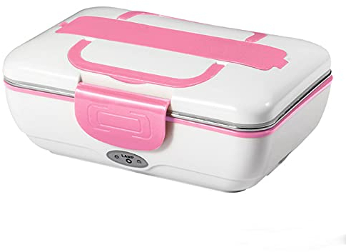 TEmkin Scaldavivande Elettrico, 2 in 1 per Auto, Camion e casa, scaldavivande Portatile, bento Box, 3 Scomparti, con Contenitore Rimovibile, Arancione (Rosa)
