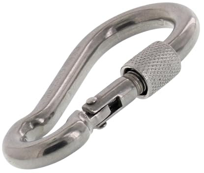 ToniTec Karabinerhaken mit Schraubverschluss 80x8mm Sicherheitskarabiner Edelstahl V4A Schraubkarabiner Schnapphaken Karabiner Silber verzinkt