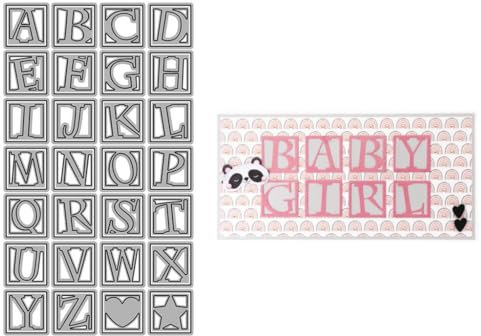 Sredwtk Block Stanzschablonen Buchstaben Groß Metall Prägeschablonen Stanzformen Schneiden für DIY Karte Sammelalbum Scrapbooking Fotoalbum Deko Cutting Dies