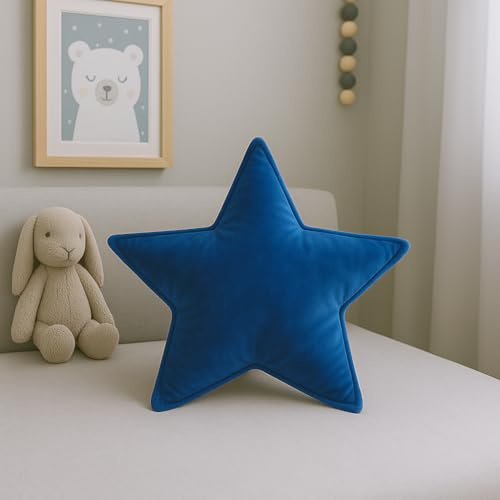 chilly pilley® Stern Dekokissen & Kuschelkissen – Weiches Sternkissen in Sternform aus Samt oder Cord, Velvet- & Cord-Optik, in vielen Farben – Deko & Geschenk für Kinderzimmer (Samt Meergrün)