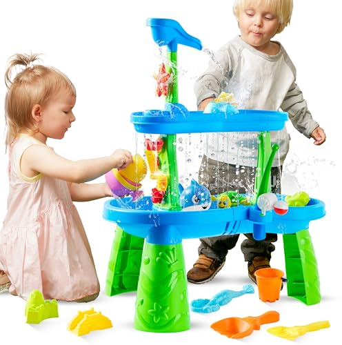 Play-Act Wasserspieltisch Inklusive 18-teiligem Wasser- und Sandzubehör wassertisch Kinder Outdoor Wasser Spieltisch für Kinder Geeignet im Alter von wasserspielzeug Kinder Outdoor wassertisch