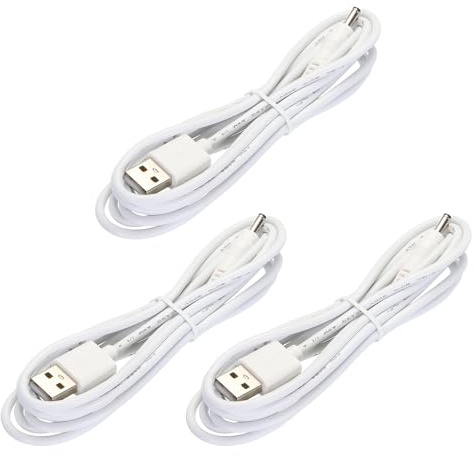 sourcing map USB to DC Power Cable 2 M USB to DC 3.5mm x 1.35mm 5v Power Cord White for Mini Fan Camera Mobile Phone Tablet Devices 3 Pcs
