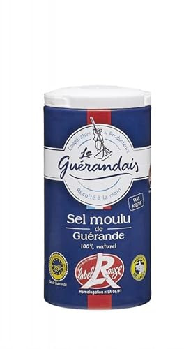 Le Guérandais Sel Moulu de Qualité Label Rouge 125g - Boite Verseuse Pratique - Sel de Guérande Fine pour Sublimer Vos Plats - Catégorie Sel et Poivre de Luxe - Le Lot De 4