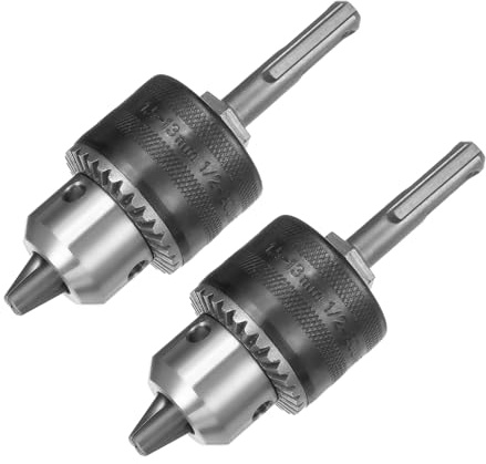 sourcing map 2set Drill Chucks, 1/2-20UNF Threaded 1.5-13mm Capacity with Chuck Key Round Shank for Electric Impact Corded Cordless Drill