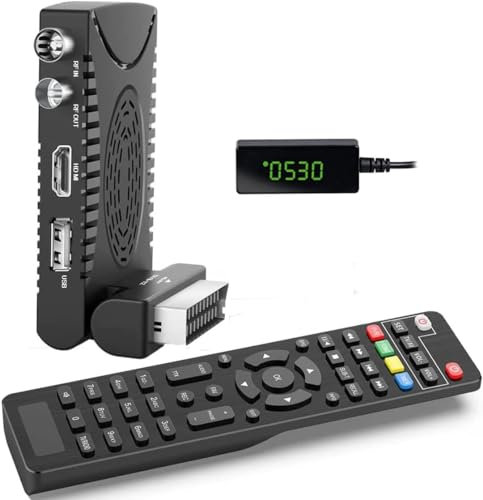 SQUADO Ricevitore digitale terrestre DVB-T2 HD 1080p con uscita HDMI, H265/HEVC 10 bit, telecomando universale 2 in 1, display LED