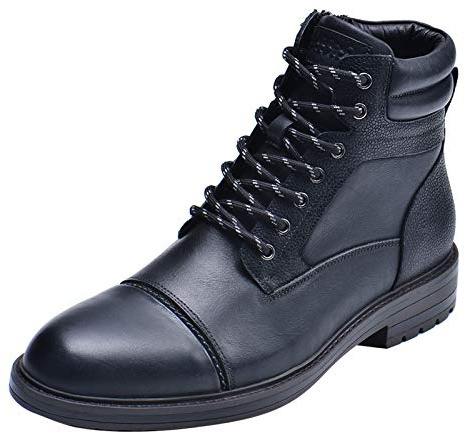 Jamron Hombres Clásico Piel Genuina Botines Cremallera Botas Chukka con Forro de Franela Cálido