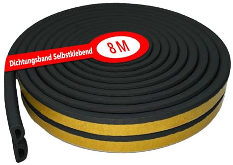Burletes Para Ventanas, 8M Juntas de Goma Para Ventanas, Aislante Burlete, Tipos de BurletesPara Insonorización, Antipolvo, Protección Contra Impactos, Estanqueidad, (Negro), Cinta