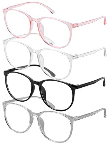 FEXPDL Blue Light Blocking Glasses - 4 PCS Anti Eyestrain & UV Glare Protection, Fashion Blue Light Glasses for Women & Men