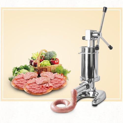 CGCSYZ Insaccatrice per Salsicce, Macchina per Salsicce Verticale in Acciaio Inossidabile da 2 Litri con 4 ugelli sostituibili e Scarico Automatico, produttività di Produzione 1,5 kg/H-4 kg/H, Fort(