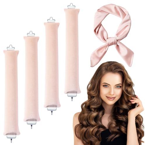 4 Stück Overnight Blowout,Heatless Curls Band,Lockenwickler über Nacht | Overnight Curls,mit Haken,Locken Ohne Hitze Hair Curler,Heatless Blowout,Hair Overnight,für Alle Haartypen