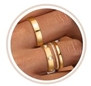 FUNEIA 3 Stück Ringe Gold Silber Set Damen Frauen 14K Vergoldete Wasserfest Ring mit Zirkonia Stapelringe Fingerringe Daumenring Goldene Silber Ring Statement Eheringe Schmuck