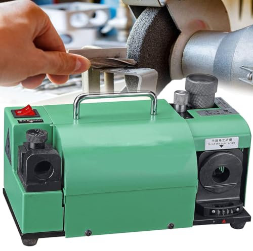 Portable Drill Bits Sharpener, Drill Bit Grinder End Mill Sharpener Grinder with 11 Collects, 3-13mm Angle Adjustable Re-Sharpener, Twist Drill High-Precision Sharpening Tool,Green